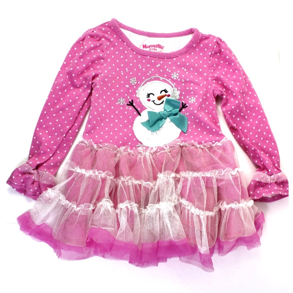 Nannette Lepore Girls Sparkle Ruffled Snow Woman Dress 3T